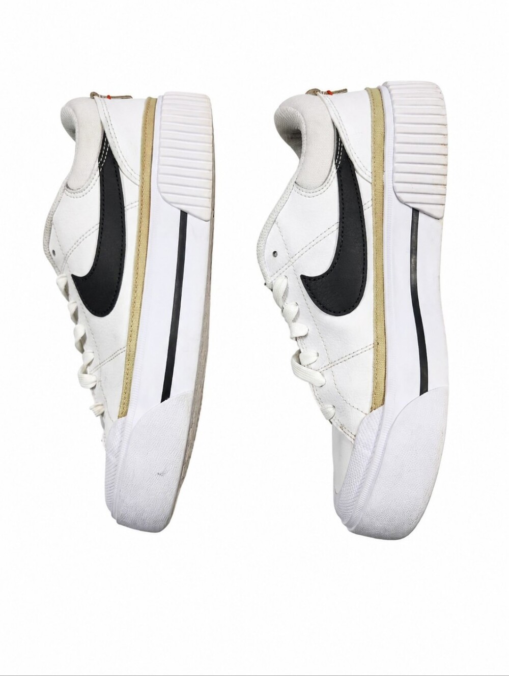 Nike Court Legacy Lift Platform Sneakers White Black Women's Size 9 - Picture 1 of 11
